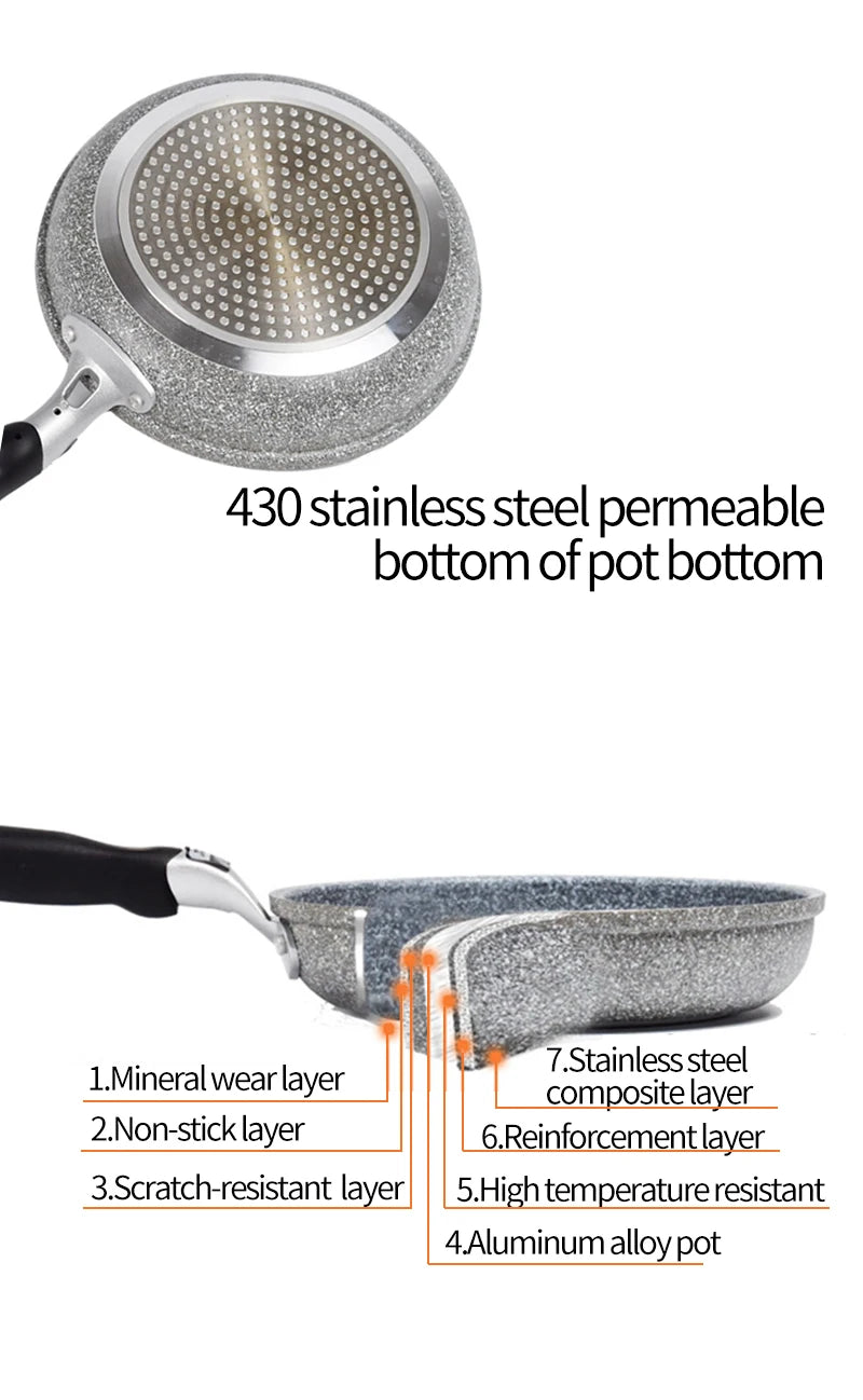 Frying 28/26/24/20cm Wok Non-stick Pan Skillet Cauldron Induction Cooker Pans Pancake Egg Gas Stove Home