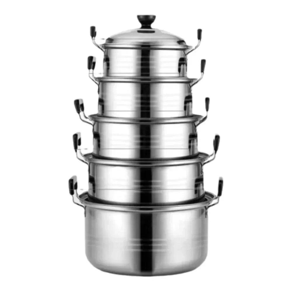 New 5pcs Stainless Steel Stock Pot Set with Lid Combination Series American Stock Pots Cookware Sets 16-24cm Deepen Soup Pot