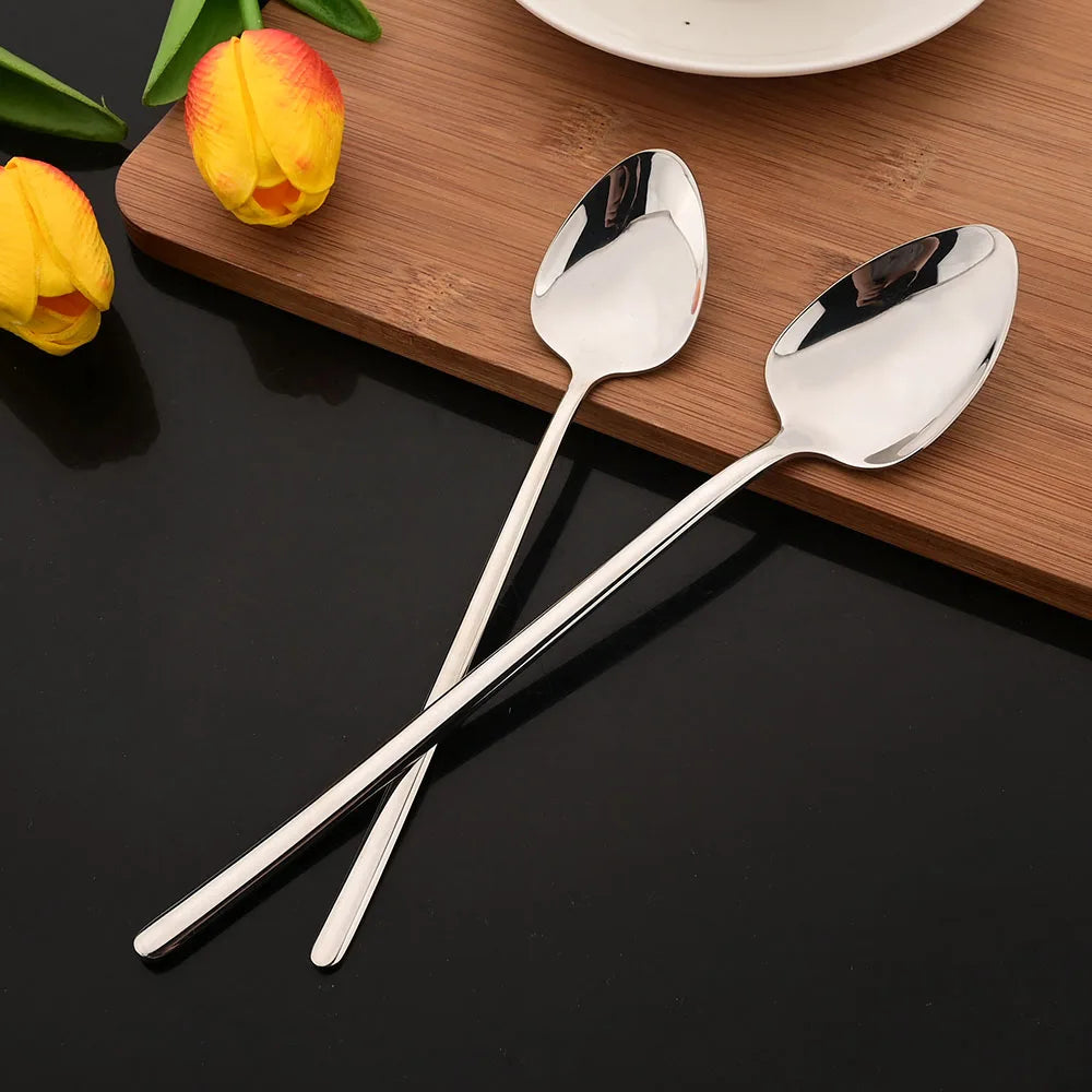6Pcs Stainless Steel Dinnerware Set Black Cutlery Spoon Fork Knife Western Cutleri Silverware Flatware Tableware Supplies