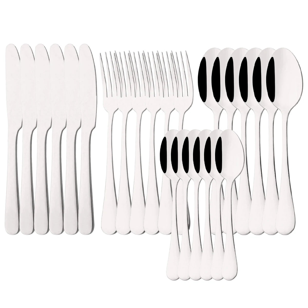24Pcs Tableware Dinnerware Set Western Gold Cutlery Set Stainless Steel Fork Knife Teaspoon Dinner Kitchen Flatware Set