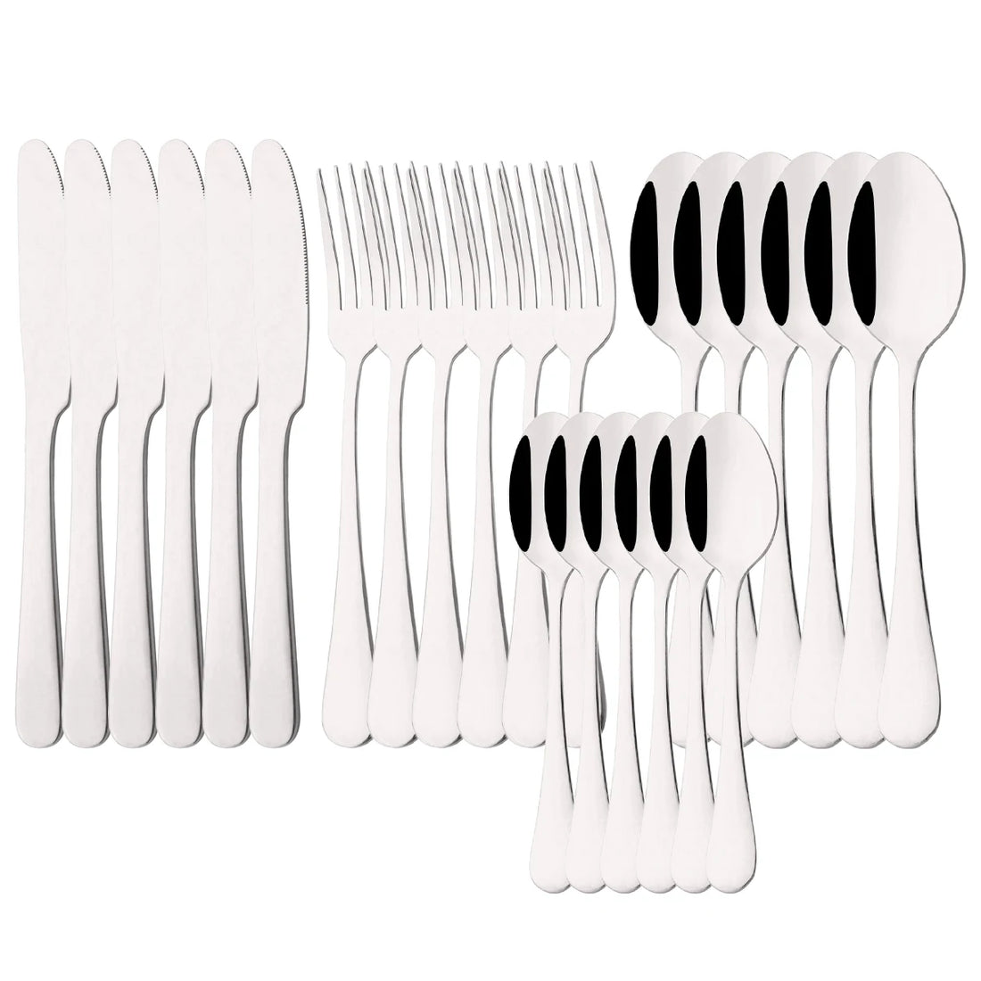 24Pcs Tableware Dinnerware Set Western Gold Cutlery Set Stainless Steel Fork Knife Teaspoon Dinner Kitchen Flatware Set