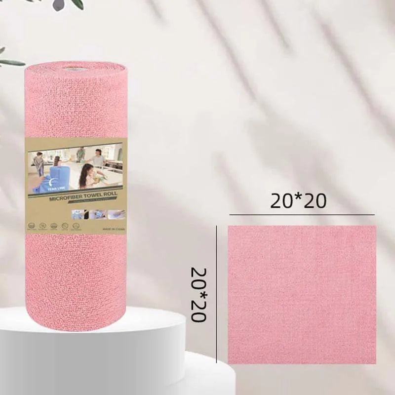 Tear-off Microfiber Cleaning Cloth Roll, Reusable Kitchen Dish Towels, Greaseproof Quick Drying Cleaning Rags