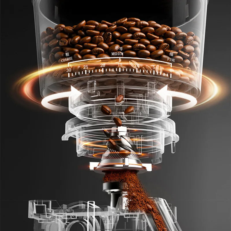 2-in-1 Coffee Machine, 220V Espresso Machine, Adjustable Grind Settings, with Grinder and Milk Frother, Espresso Machine