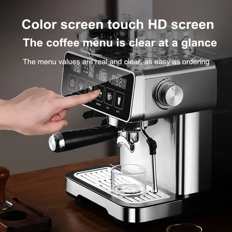 20Bar Espresso Machine with Milk Frother – Fully Automatic Coffee Maker, Built-in Grinder, Smart Touch Screen, for Home/Office