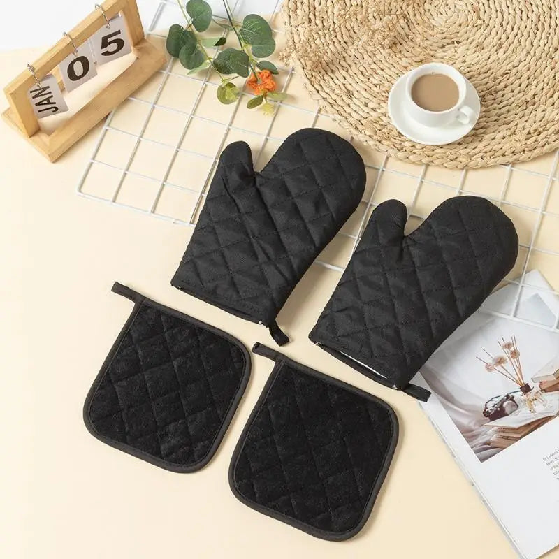 ♥Heat Resistant Oven Mitts & Pot Holders Set – 4-Color Quilted Kitchen Gloves for Cooking & Baking|〔YY33〕