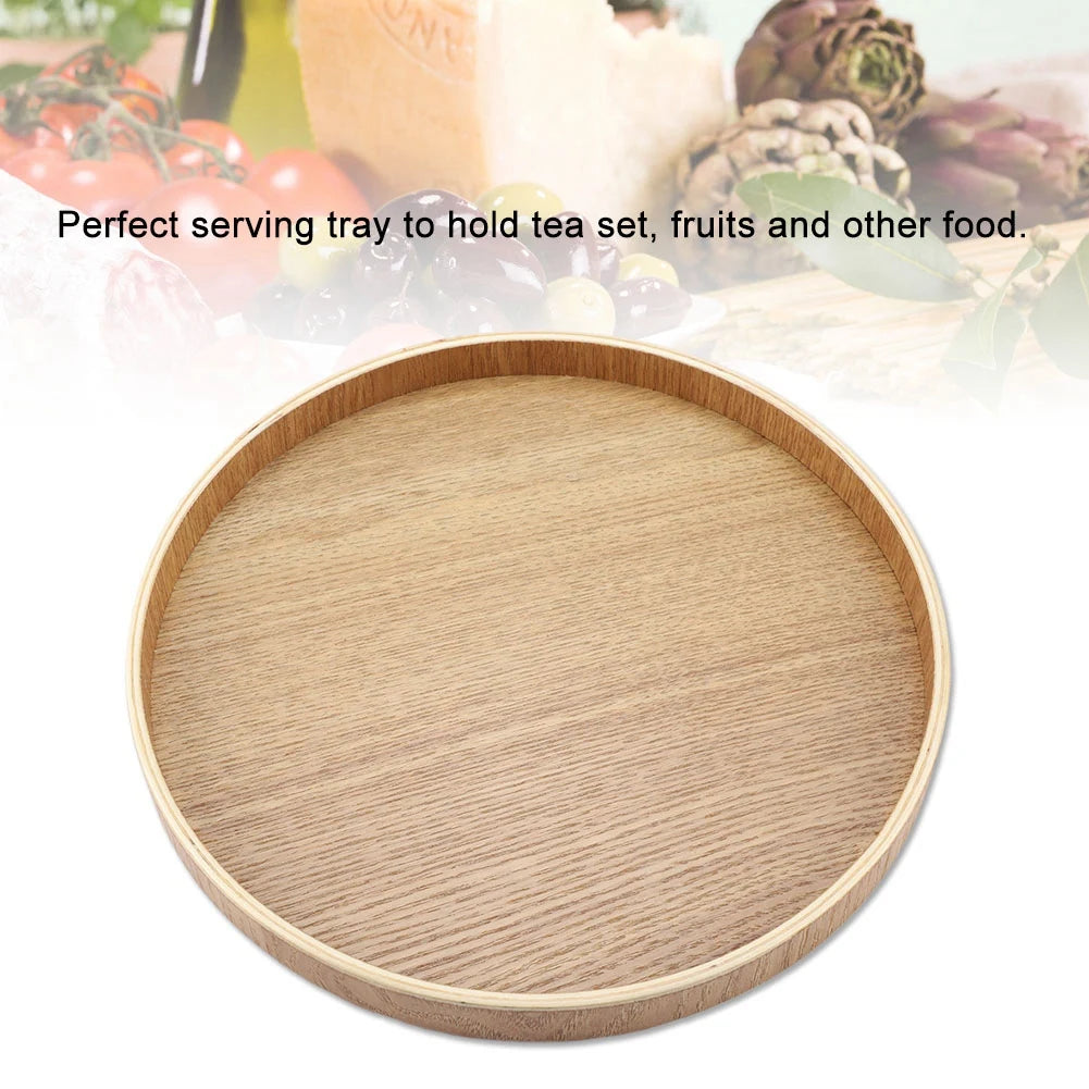 Wood Round Tray Nordic Wooden Serving Tray for Coffee Fruits Candies Table Kitchen Food Home Decoration Wooden Serving Tray