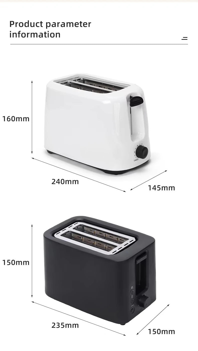 Wangchef Plastic Housing Electric Bread Maker Toaster 2 Slices Capacity English Operating Language Automatic Pop-Up Function