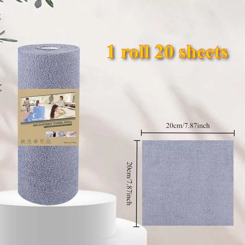 Tear-off Microfiber Cleaning Cloth Roll, Reusable Kitchen Dish Towels, Greaseproof Quick Drying Cleaning Rags