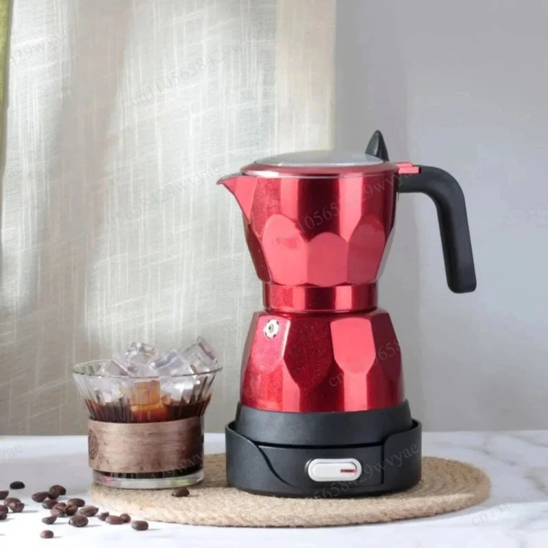 110V/220V Portable Transparent Aluminum Electric Moka Coffee Pot 150ml