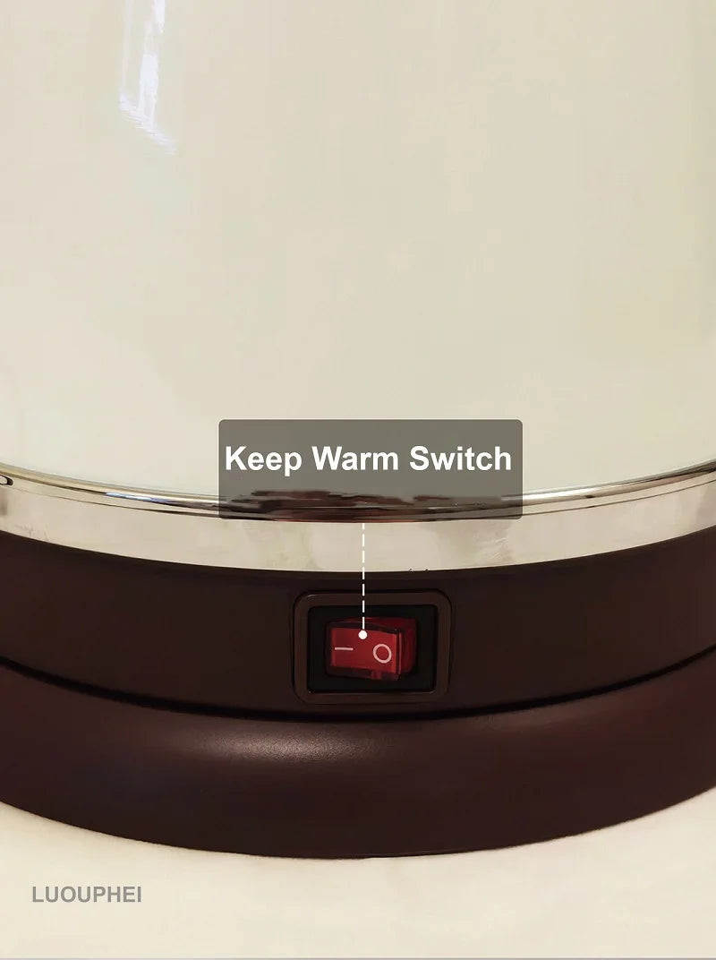 1800W Retro Electric Kettle Household 2L Keep Warm Kettle With Thermometer 304 Stainless Steel Teapot Automatic Power Off