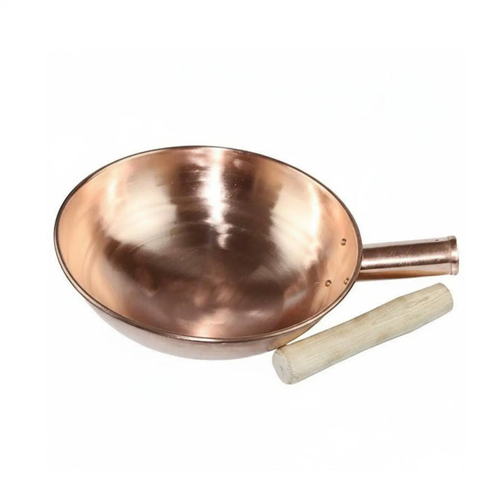 Copper Frying Pan Thick Copper Kitchen Wok Frying Sauté Pan Even Heating for Home Cooks and Chefs