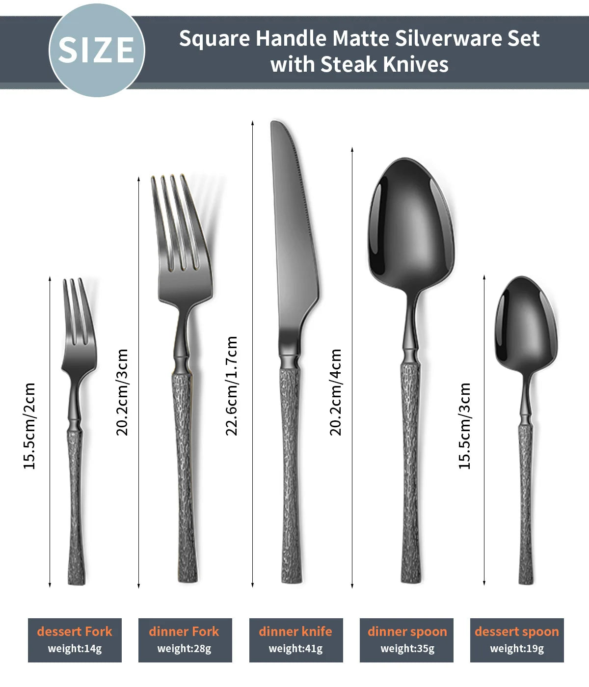 40/60pcs Stainless Steel Cutlery Set,Hammer Pattern Handle,Dishwasher Safe Flatware,Durable Dinnerware for Home,Restaurant,Party