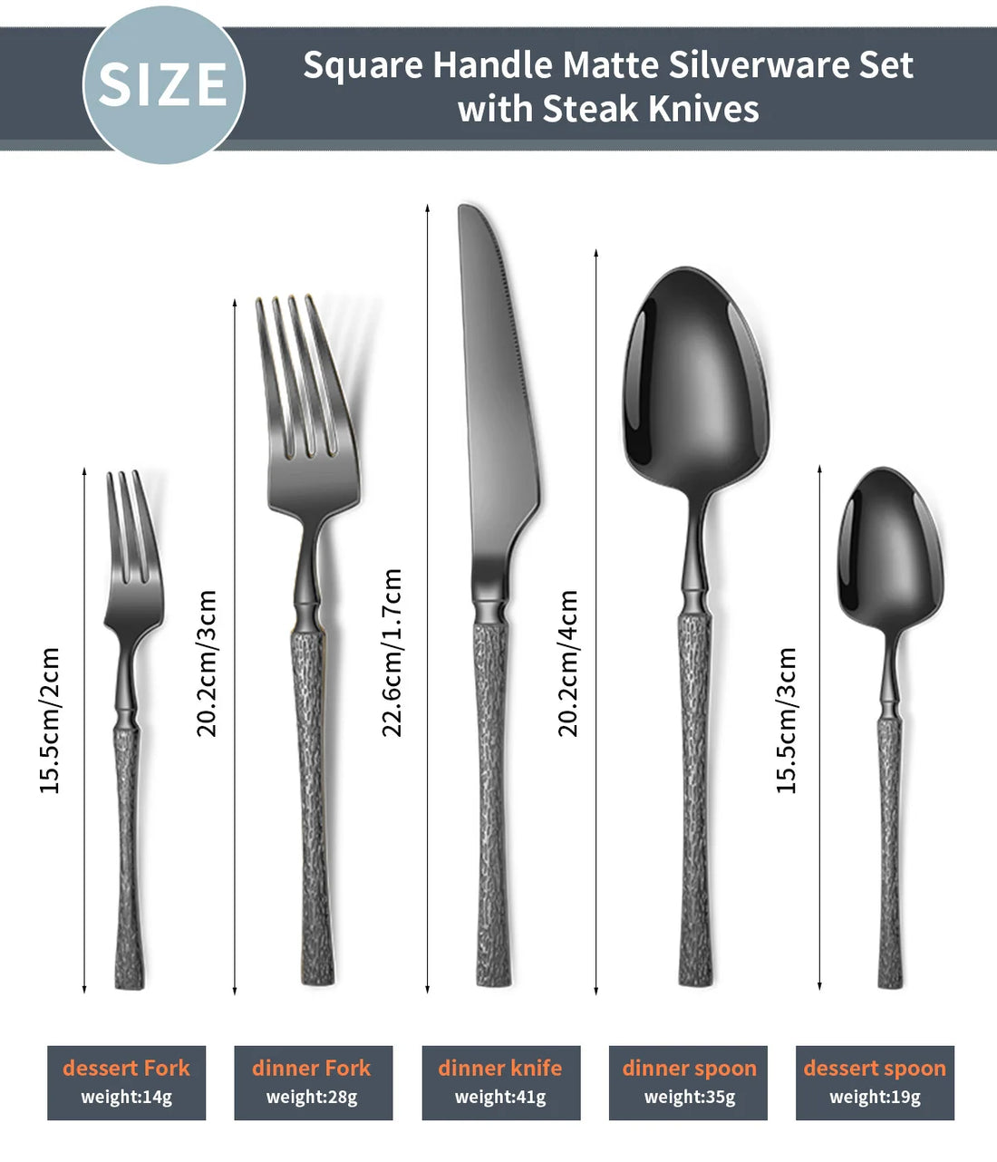 40/60pcs Stainless Steel Cutlery Set,Hammer Pattern Handle,Dishwasher Safe Flatware,Durable Dinnerware for Home,Restaurant,Party