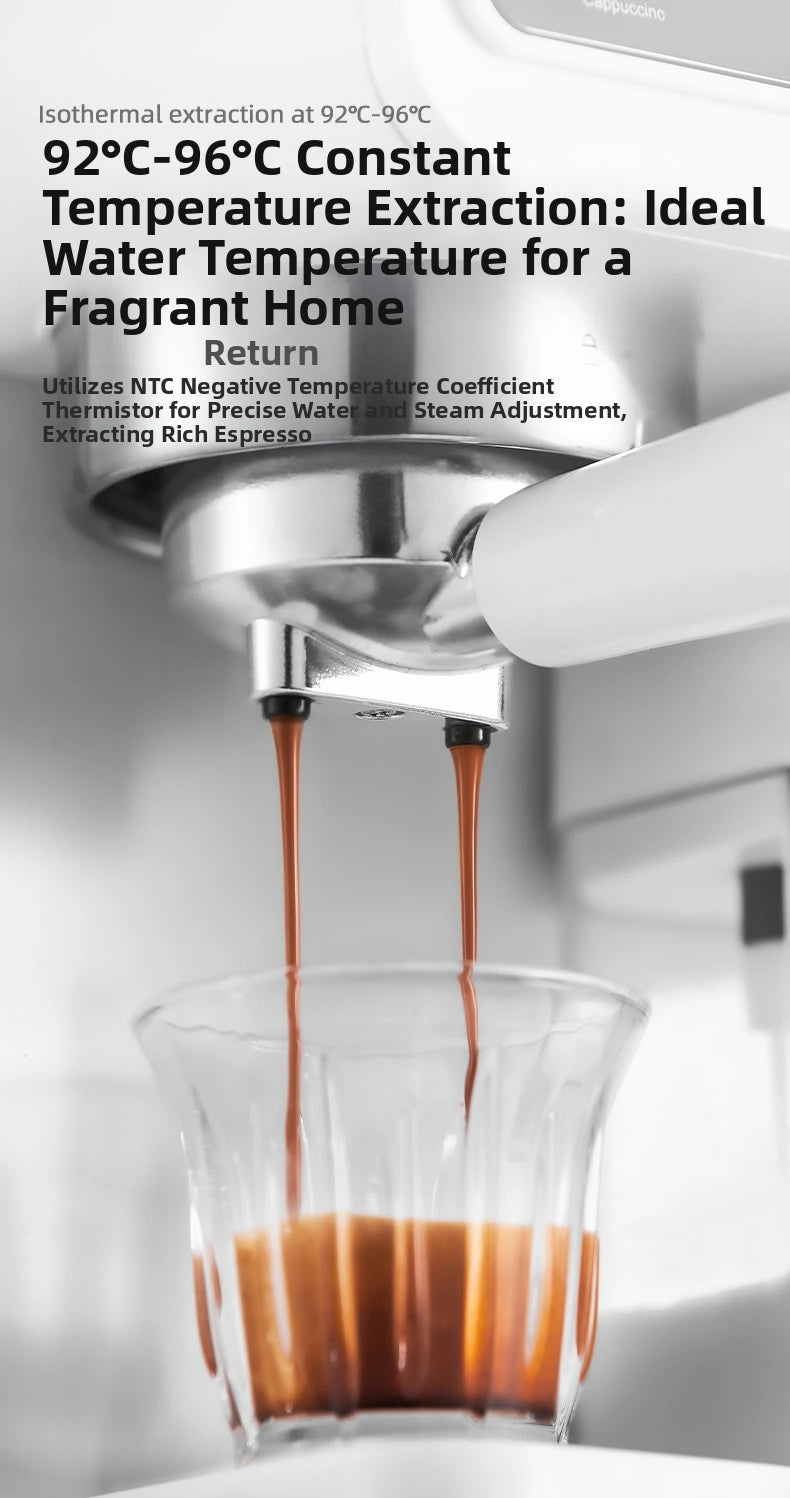 220V Touch Screen Coffee Machine for Home 20Bar Espresso Maker with Milk Frother Automatic Coffee Brewer Energy Saving