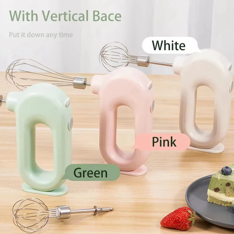 Portable Mixers with 2 Mixing Head USB Electric Blender Wireless Food Mixer Handheld Rechargeable Whisks Dough Stirrer Eggbeater
