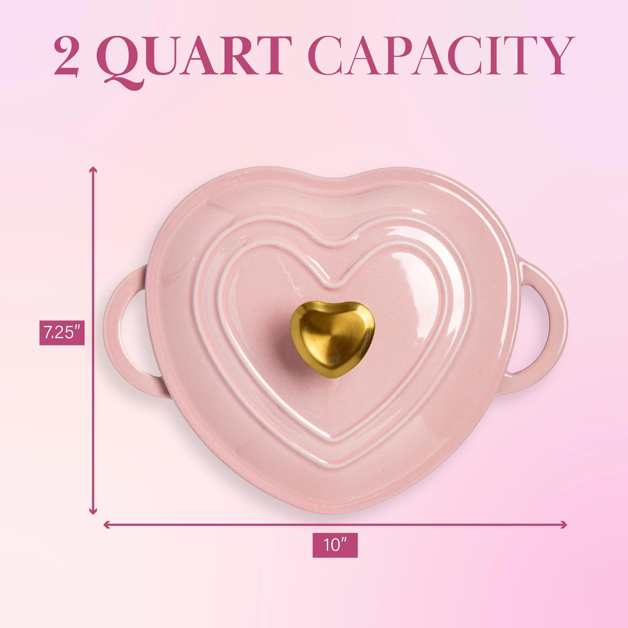 19cm Enameled Cast Iron Dutch Oven Heart Shaped Pot with Lid 2 Quart for Braising Broiling Bread Baking All Stovetops Oven Safe