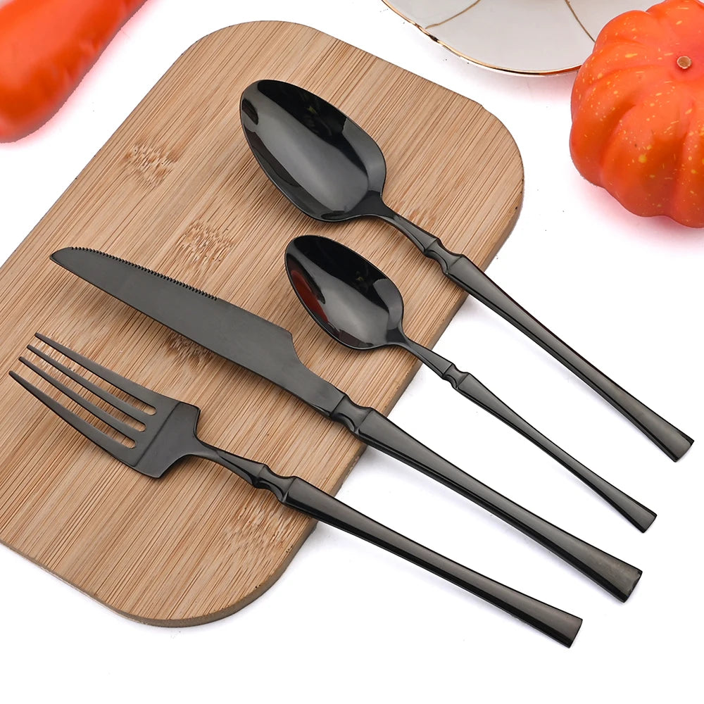 16pcs Dinnerware Set Stainless Steel Tableware Set Knife Fork Spoon Flatware Set Cutlery Set Knife Fork Spoon Tea Spoon
