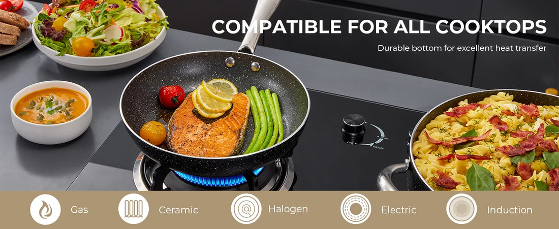 Nonstick Pots and Pans Set 10pcs, Induction hob Pan Set, Induction Compatible, Large Capacity Kitchen Cooking Pans Set
