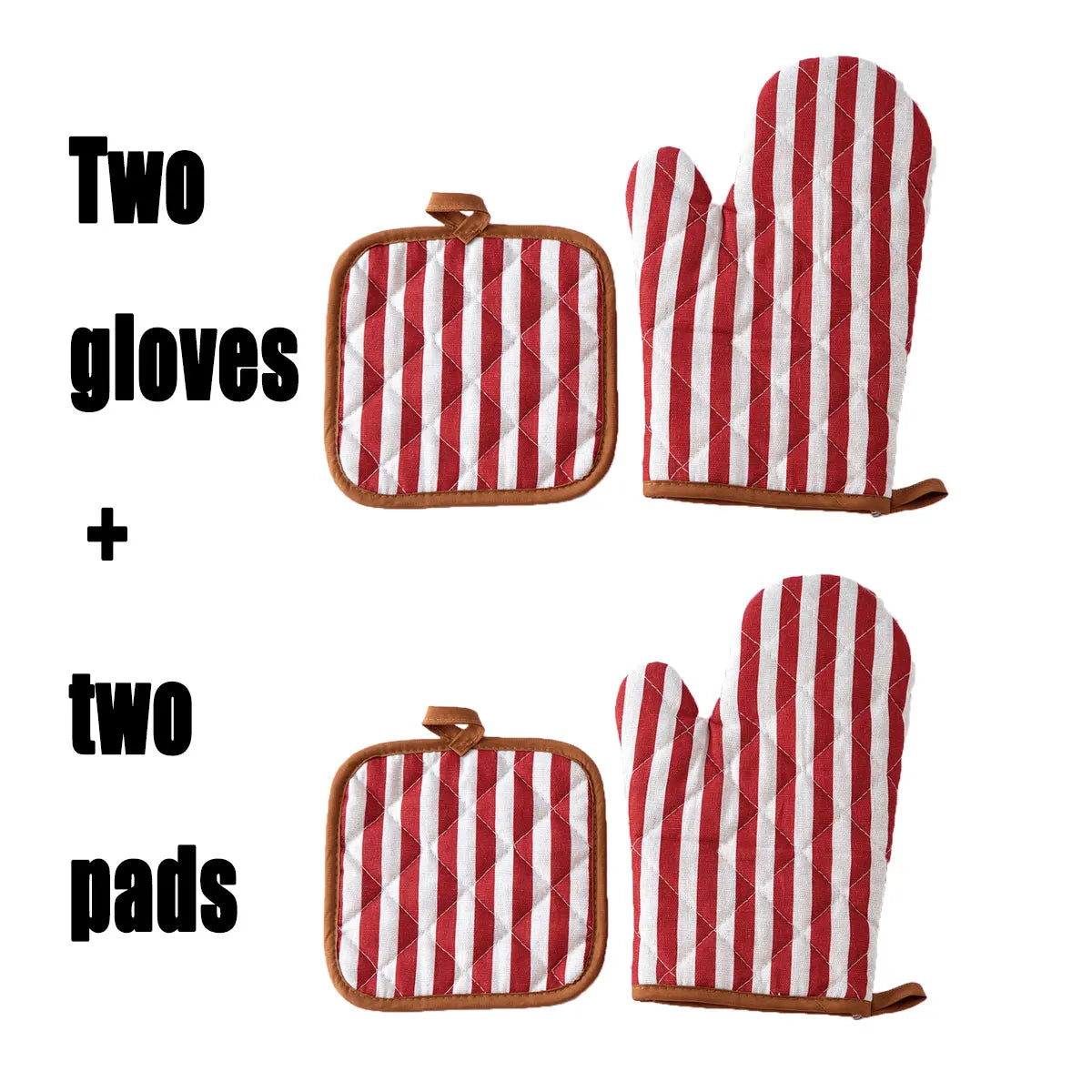 Anti Scald Oven Gloves, Kitchen With Cotton Lining, Thick Gloves Set, Multi-purpose Gloves, Red Checkered Oven Gloves Set