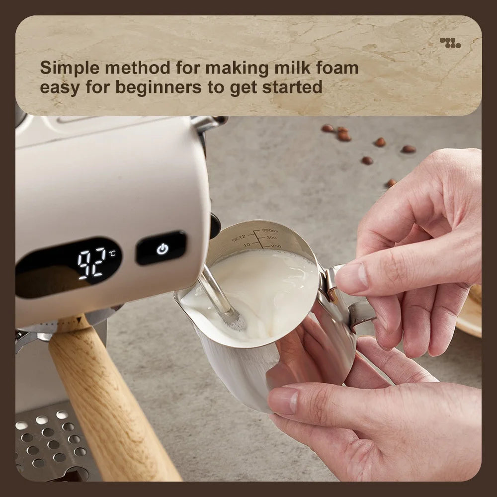 Semi-Automatic Espresso Machine with Built-in Grinder, Hot & Cold Dual Brew System with Steam Milk Frother, Compact Home Barista