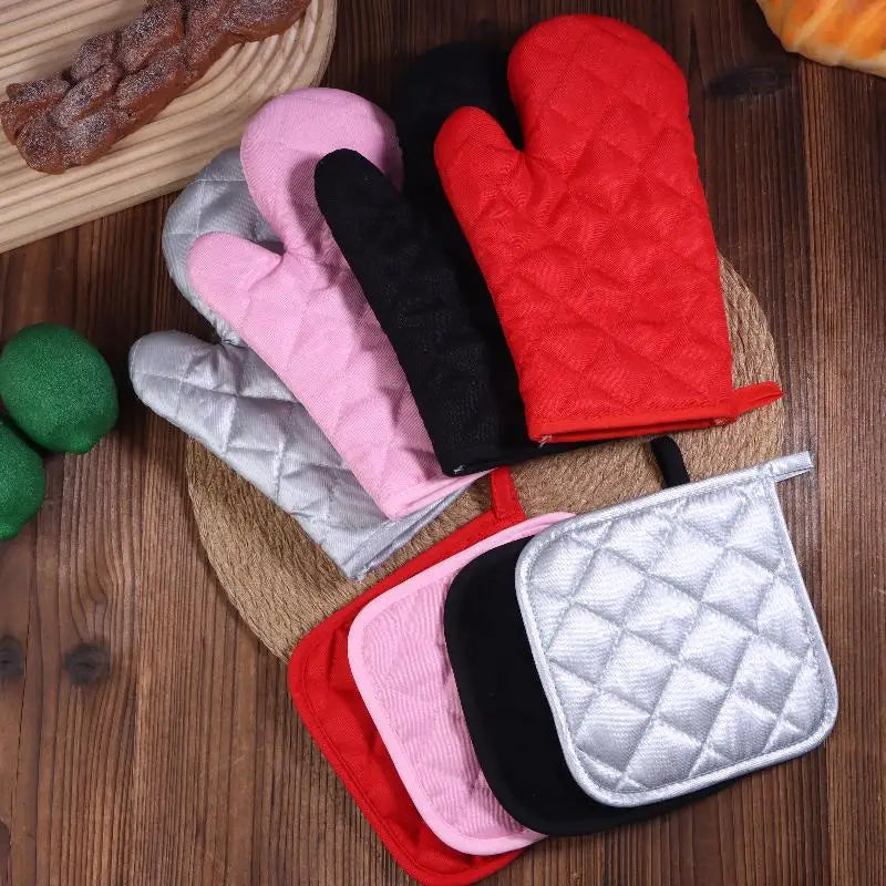 ♥Heat Resistant Oven Mitts & Pot Holders Set – 4-Color Quilted Kitchen Gloves for Cooking & Baking|〔YY33〕
