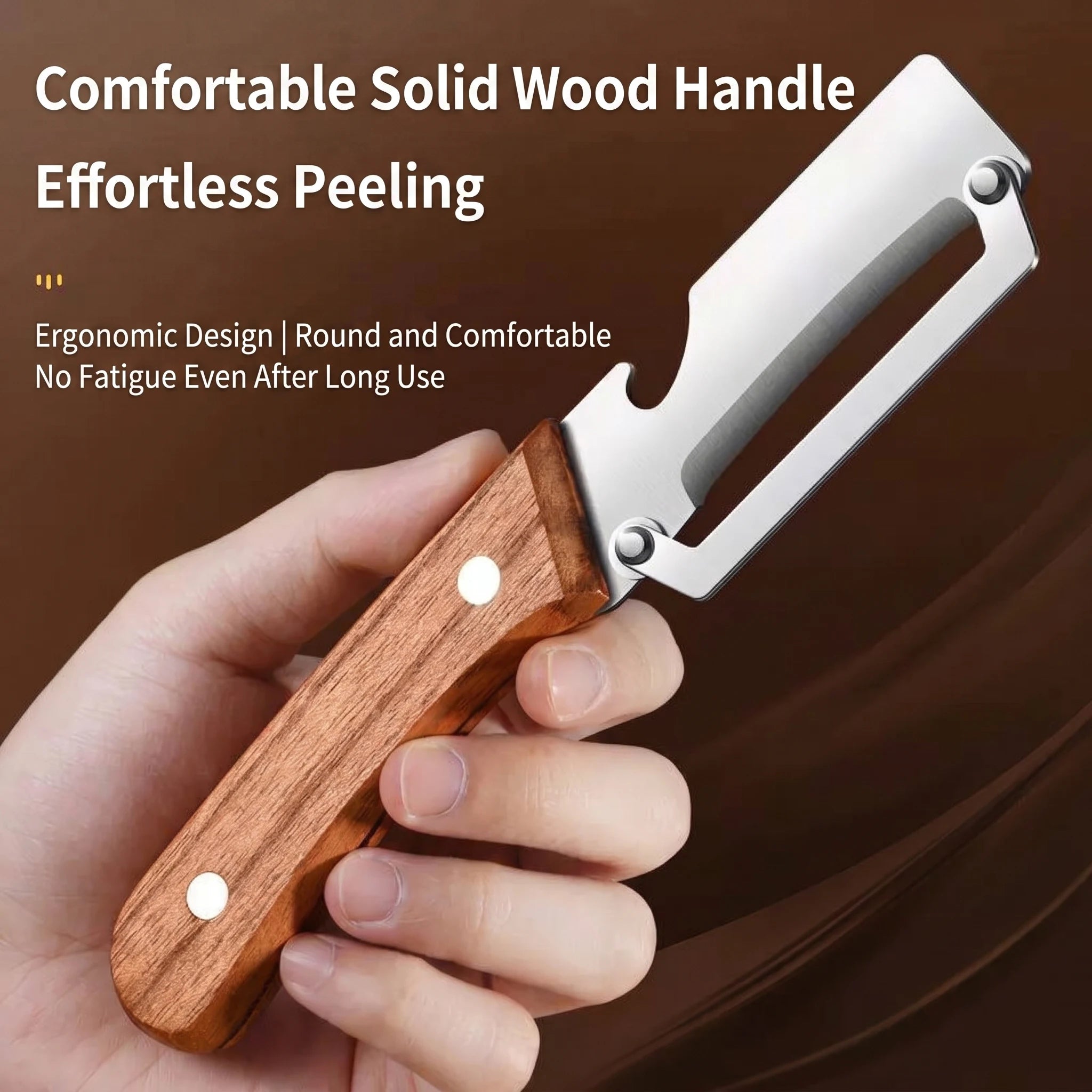 Premium 2-Piece Peeling Knife Set Ultra Sharp Stainless Steel Blade Wood Handle with Bottle Opener&Hanging Loop for Home Kitchen