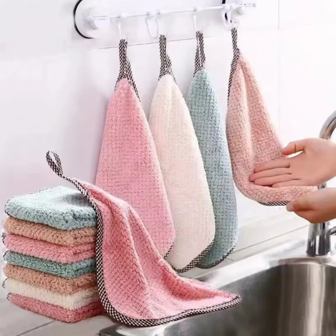 5/10/20PCS Kitchen Daily Dish Towel, Kitchen Rag, Non-Stick Oil, Thickened Table Cleaning Cloth, Absorbent Scouring Pad