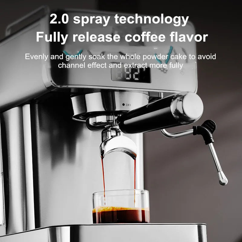 20Bar Semi-Automatic Espresso Machine - Compact Stainless Steel Coffee Maker with Steam Milk Frother for Home/Office, Italian