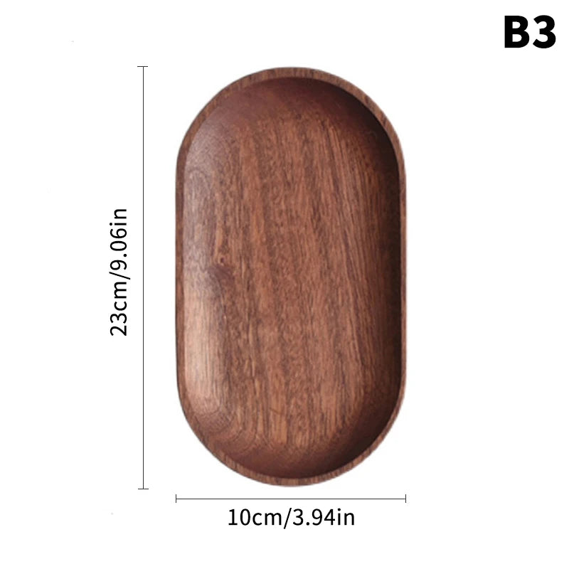 Hot Sale 1PC Wooden Serving Trays Oval Wood Tray Platters for Serving Food Dishes Dinner Plates Solid Wood Round Dessert Plate