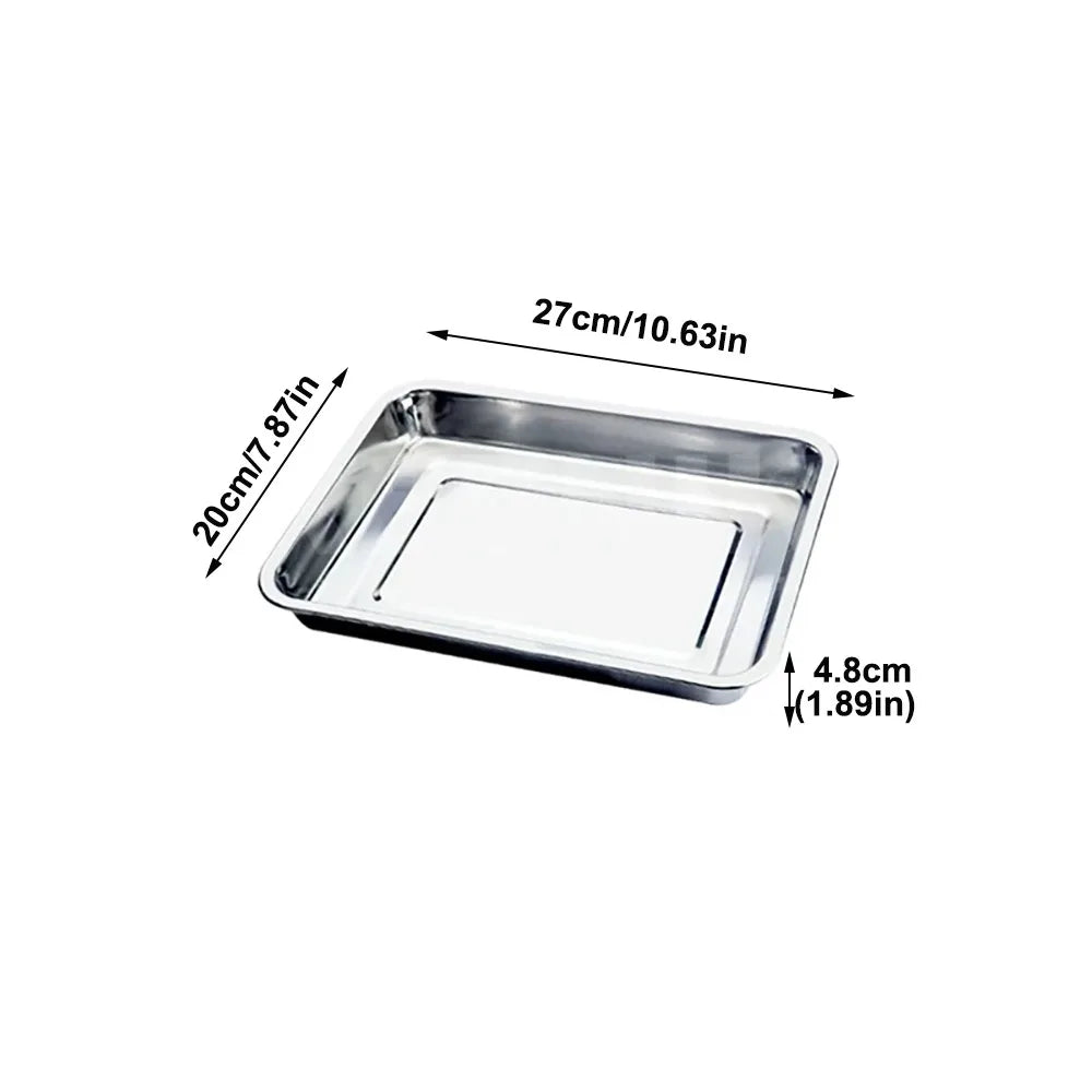 New Stainless Steel Tea Tray Rectangle Japanese Style Serving Plate Barbecue Plate Home Office