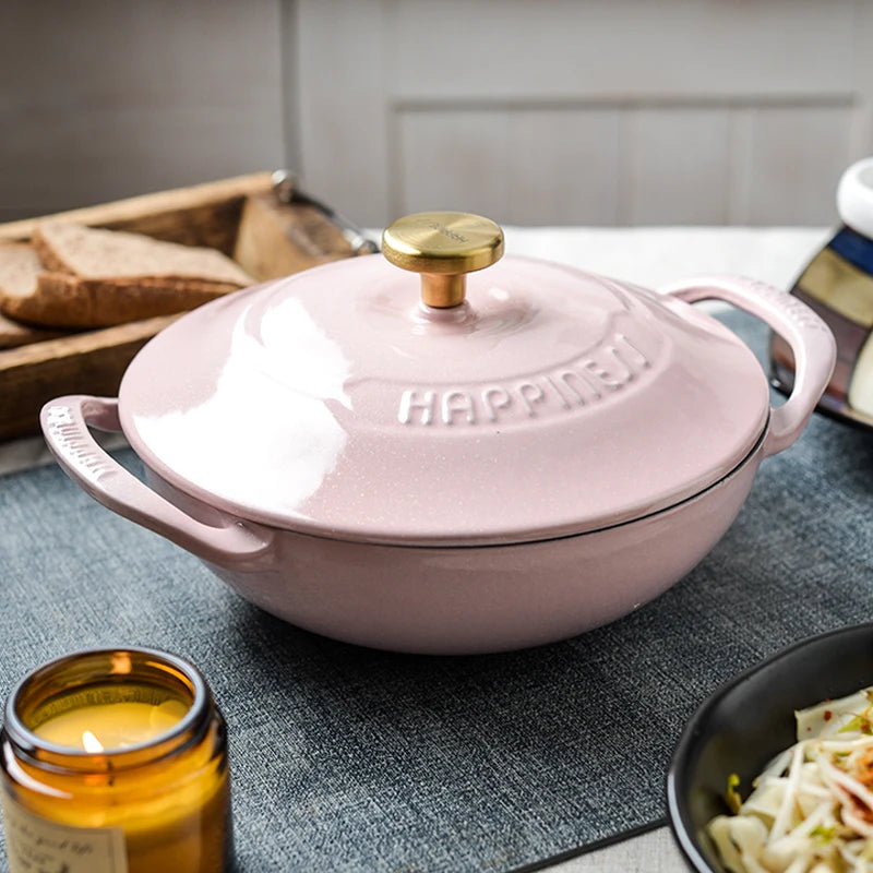 Enameled Cast Iron Dutch Oven 21cm Seafood Stockpot Cookware NonStick Enamel Pot Casserole Dish for All Heat Source Stew Pot