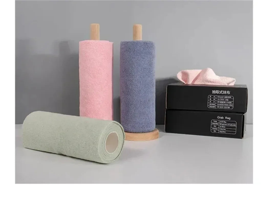 Disposable Dish Rag Roll 20pcs Microfiber Towels 20x20CM Cleaning Cloths Reusable Washable Towels Hand Tear Kitchen Wipes