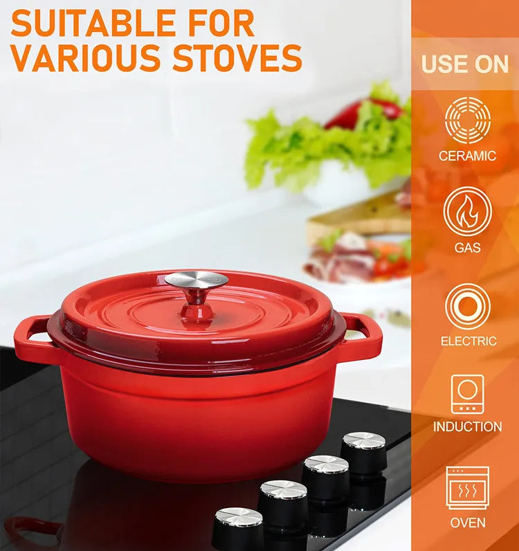25cm Enameled Cast Iron Dutch Oven 4 Quart Heavy Casserole Dish For Sourdough Bread Baking And Stew Kitchen Nonstick Braised Pot