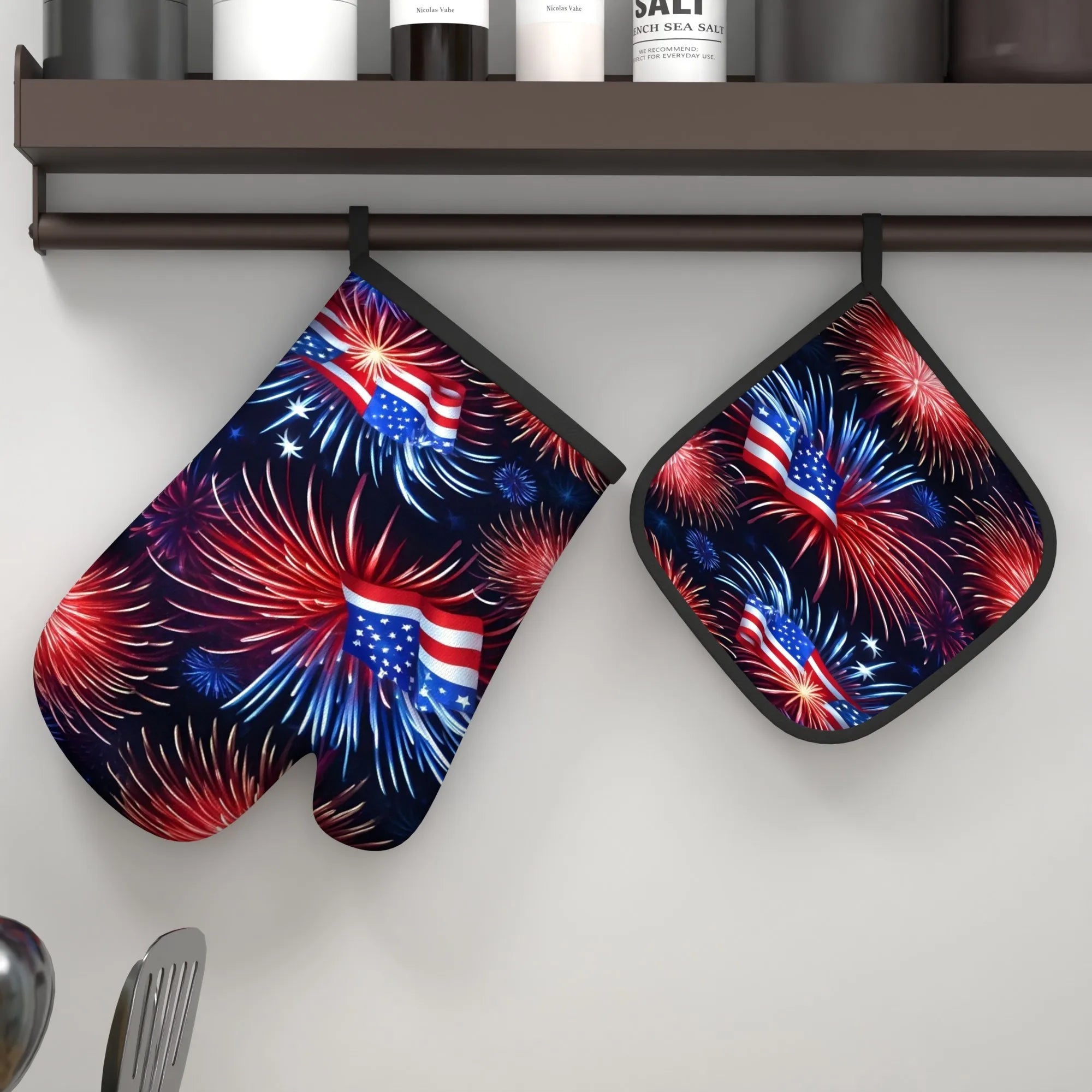 Independence Day artworks Oven Mitts and Pot Holders Set 2pcs Heat Resistant Kitchen Baking BBQ Gifts