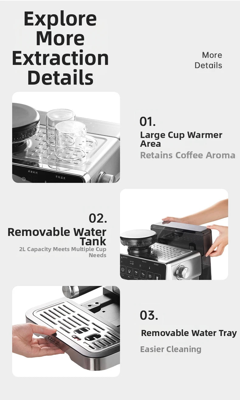20Bar Espresso Machine with Milk Frother – Fully Automatic Coffee Maker, Built-in Grinder, Smart Touch Screen, for Home/Office