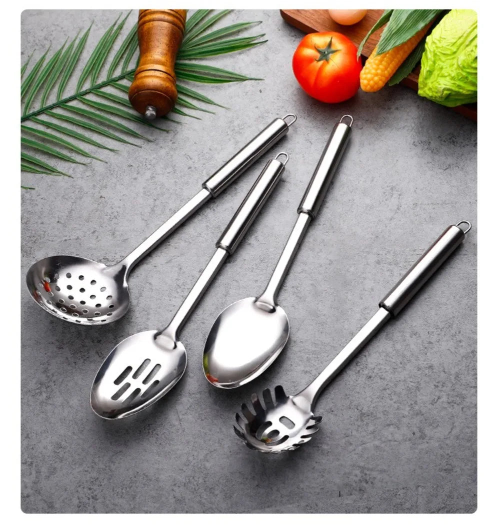 Durable Stainless Steel Wok Spatula Long Handle Kitchen Gadgets Kitchen Cooking Utensil Set Rice Spoon Ladle Cooking Tools