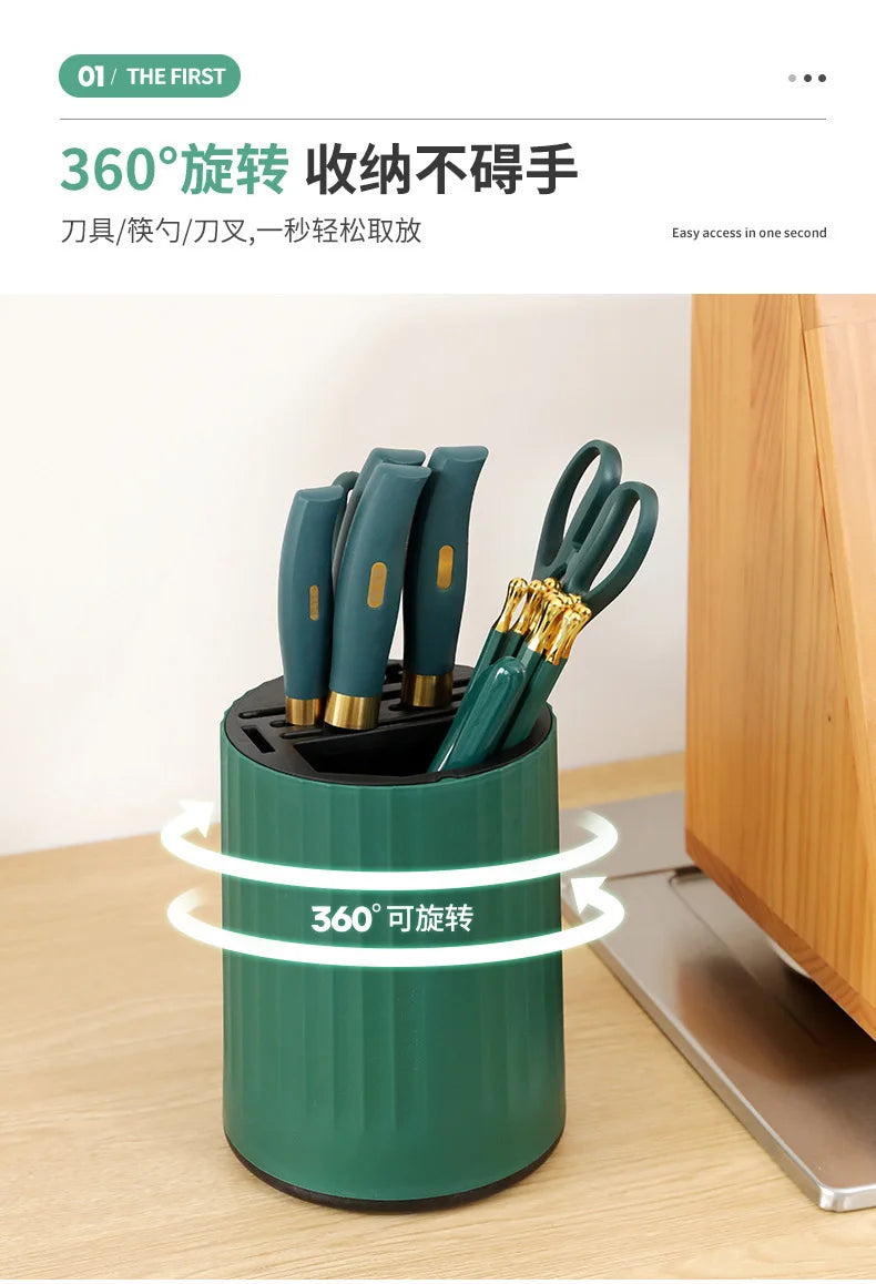 Knife Set Kitchen Knife Cutting Board 2-in-1 Kitchenware Household Kitchenware Rotary Knife Holder