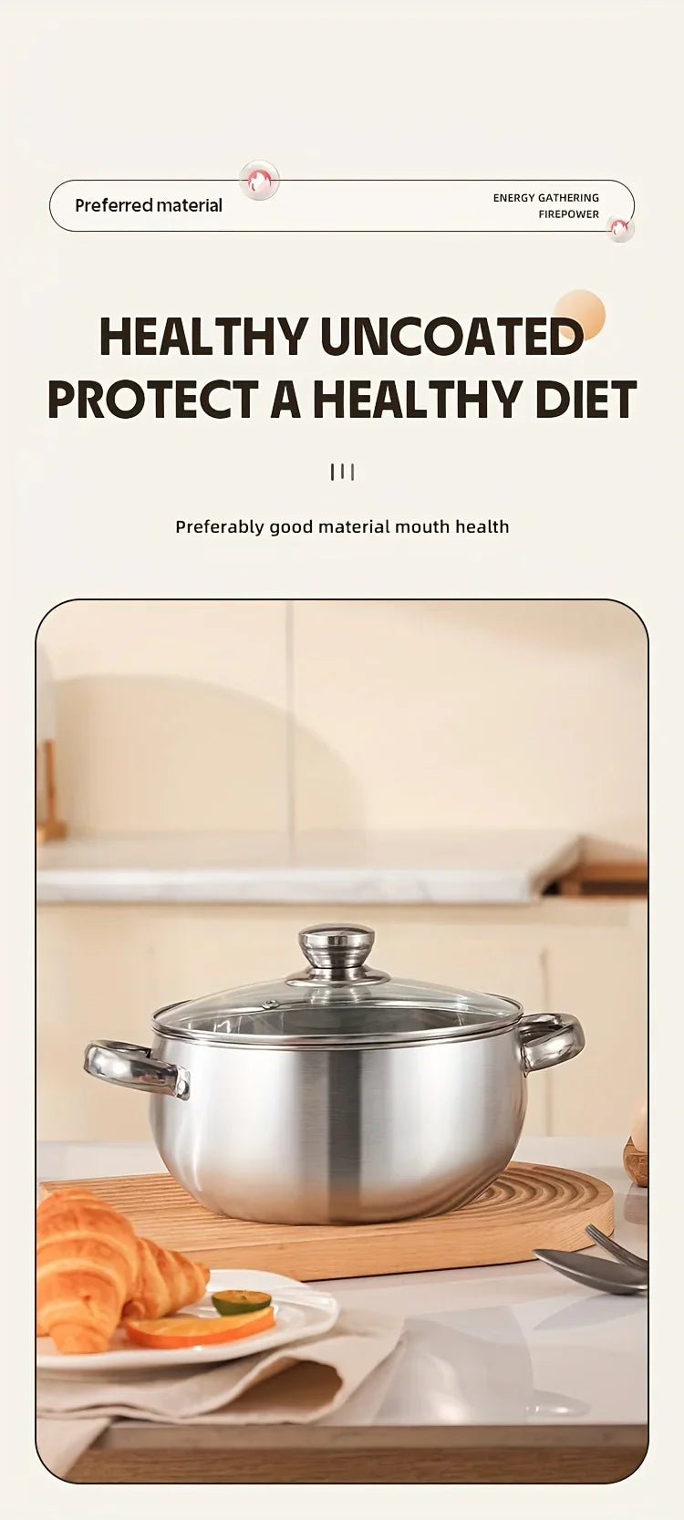 3pcs Stainless Steel Cookware Set with Lids - Induction Compatible, Thick Walls for Even Heating, Dual Handles & Covers ，
