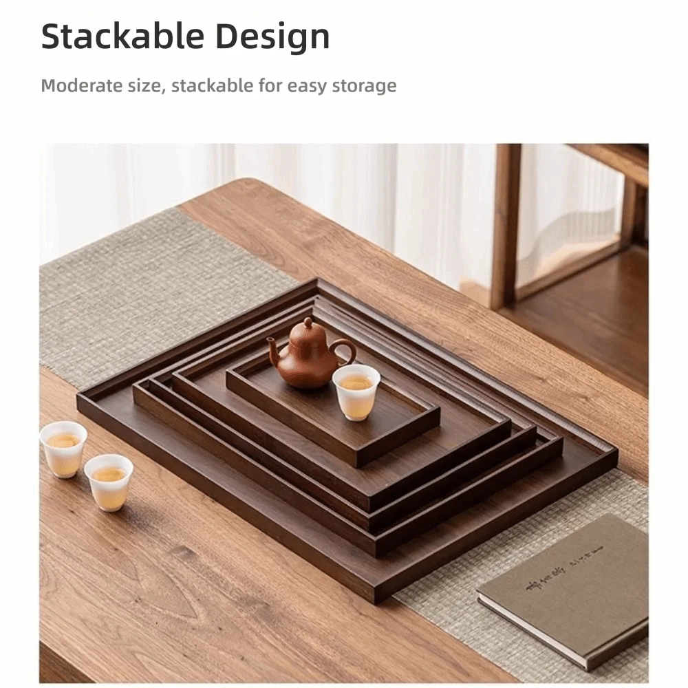 Decorate Tray Natural Bamboo Wooden Tray Rectangular Tea Food Tray Retro Style Serving Tray Useful Wooden Tray Kitchen
