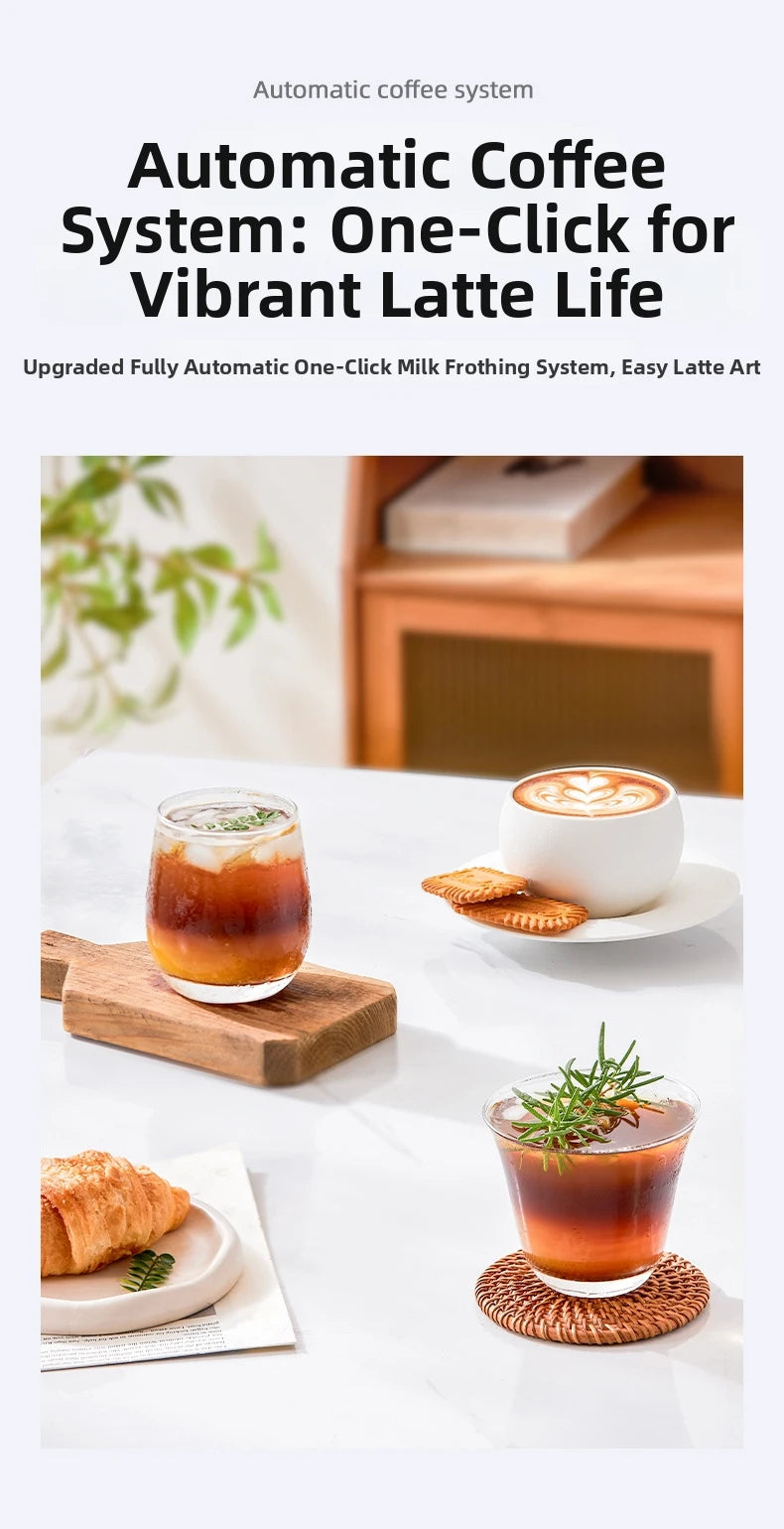 220V Touch Screen Coffee Machine for Home 20Bar Espresso Maker with Milk Frother Automatic Coffee Brewer Energy Saving