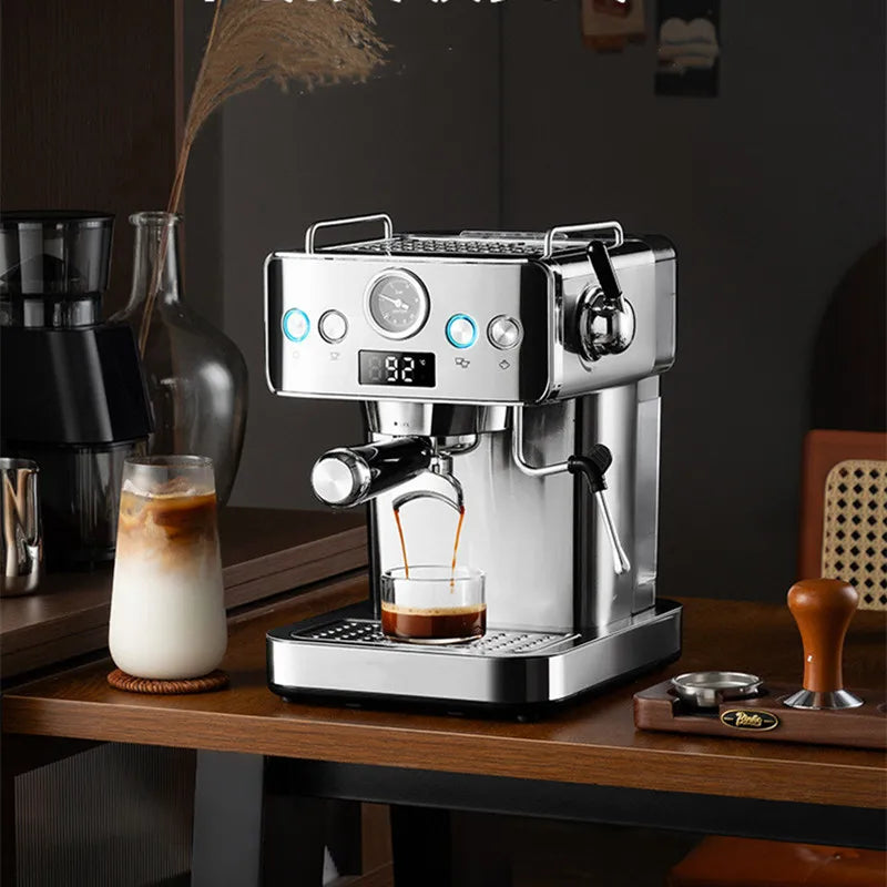 20Bar Semi-Automatic Espresso Machine - Compact Stainless Steel Coffee Maker with Steam Milk Frother for Home/Office, Italian