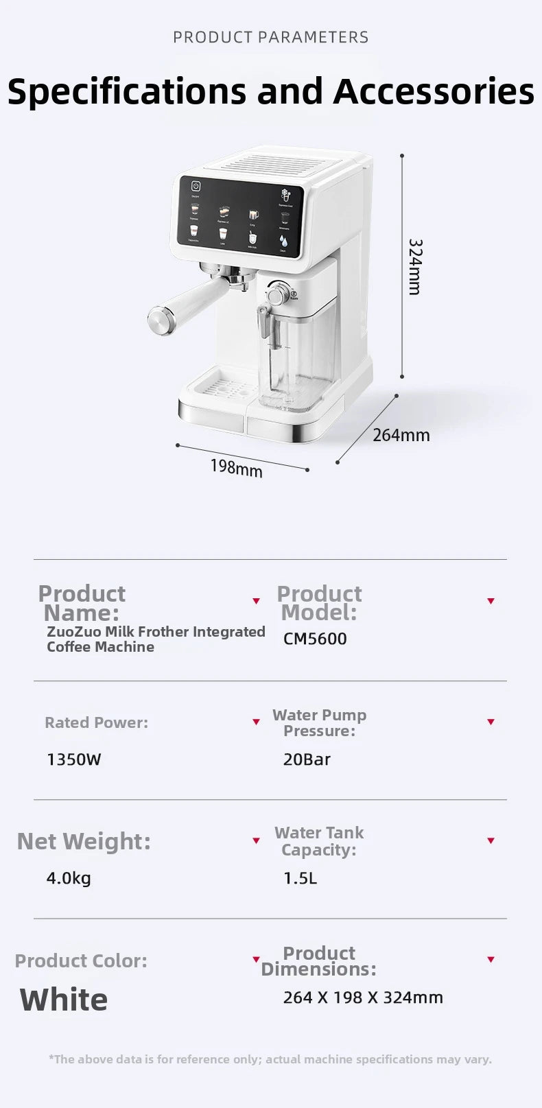 220V Touch Screen Coffee Machine for Home 20Bar Espresso Maker with Milk Frother Automatic Coffee Brewer Energy Saving