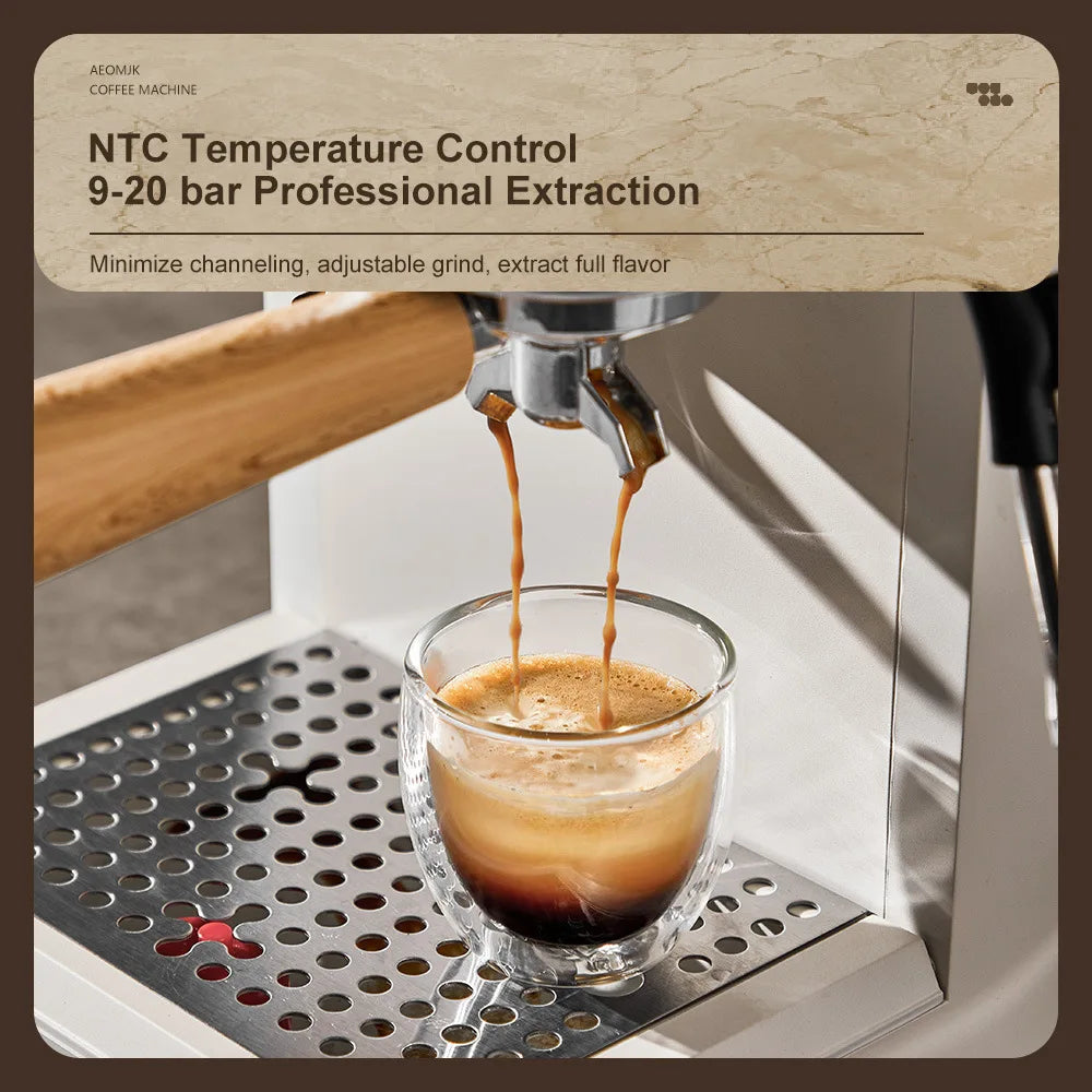 Semi-Automatic Espresso Machine with Built-in Grinder, Hot & Cold Dual Brew System with Steam Milk Frother, Compact Home Barista
