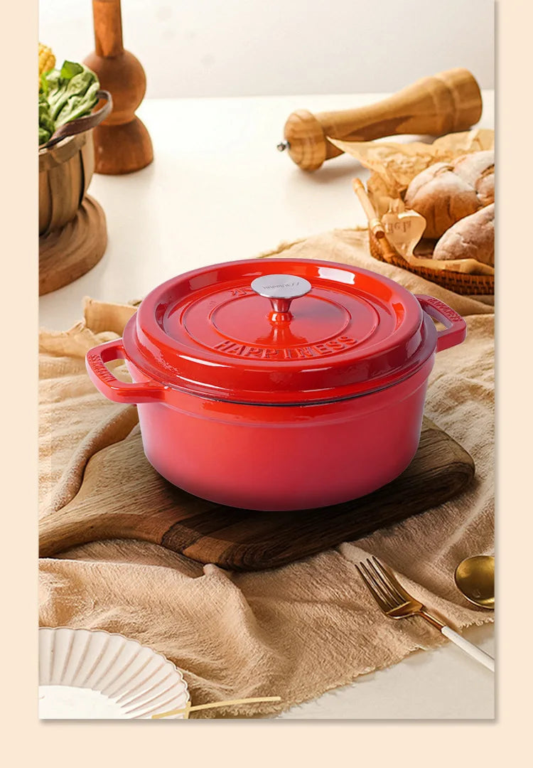 25cm Enameled Cast Iron Dutch Oven 4 Quart Heavy Casserole Dish For Sourdough Bread Baking And Stew Kitchen Nonstick Braised Pot