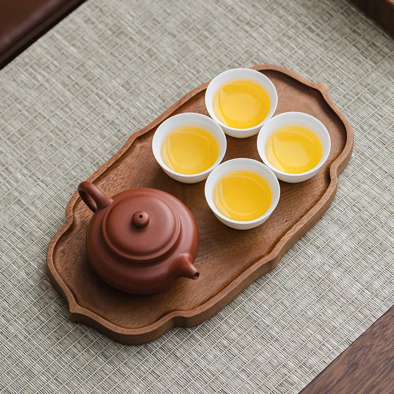 Chinese Style Walnut Wood Tea Tray Serving Plate Home Use  Wood Dry Pounding Table Tea Board Storage Wooden Tea Table Sn...