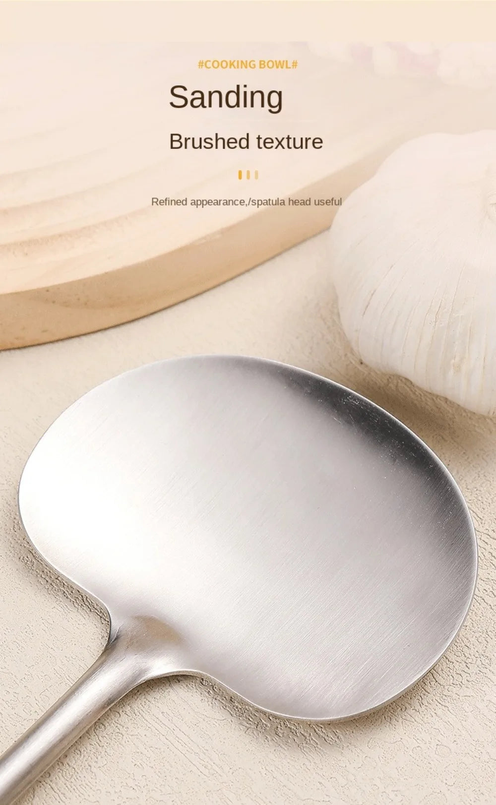 Stainless Steel Wok Spatula Long Wooden Handle Kitchen Utensils Chef-specific Mushroom Shovel Kitchen Accessories Essentials