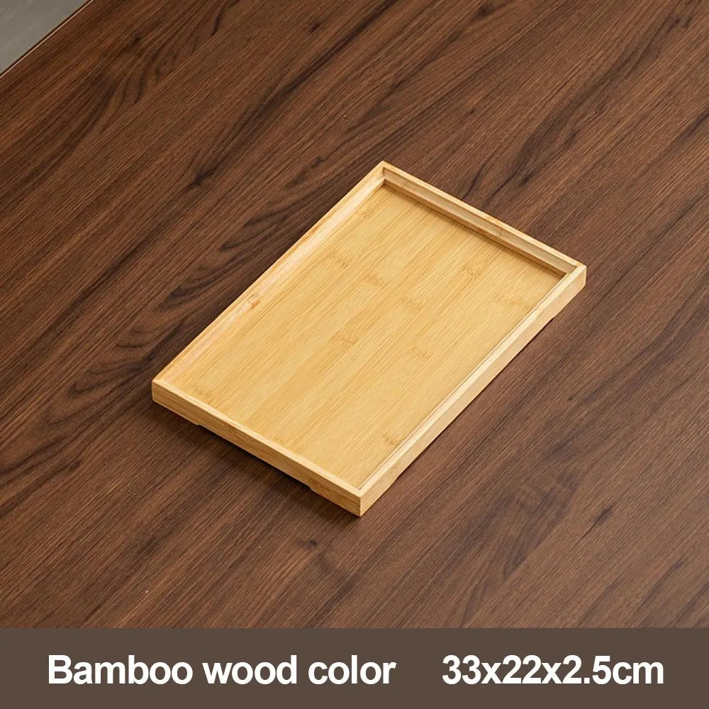 Decorate Tray Natural Bamboo Wooden Tray Rectangular Tea Food Tray Retro Style Serving Tray Useful Wooden Tray Kitchen
