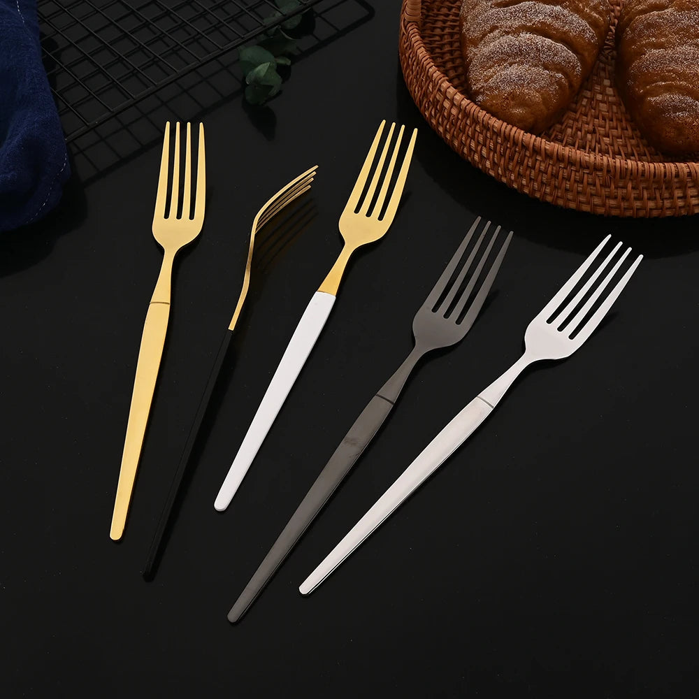 Golden Korean Tableware Set 12Pcs Luxury Mirror Flatware Cutlery Set Stainless Steel Dinnerware Fork Spoon Chopsticks Set