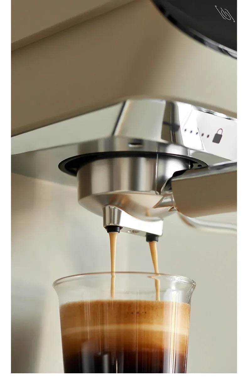 Compact Home Coffee Machine Semi-Automatic Espresso Maker with Steam Wand 15Bar Pressure for Rich Crema Perfect for Lattes