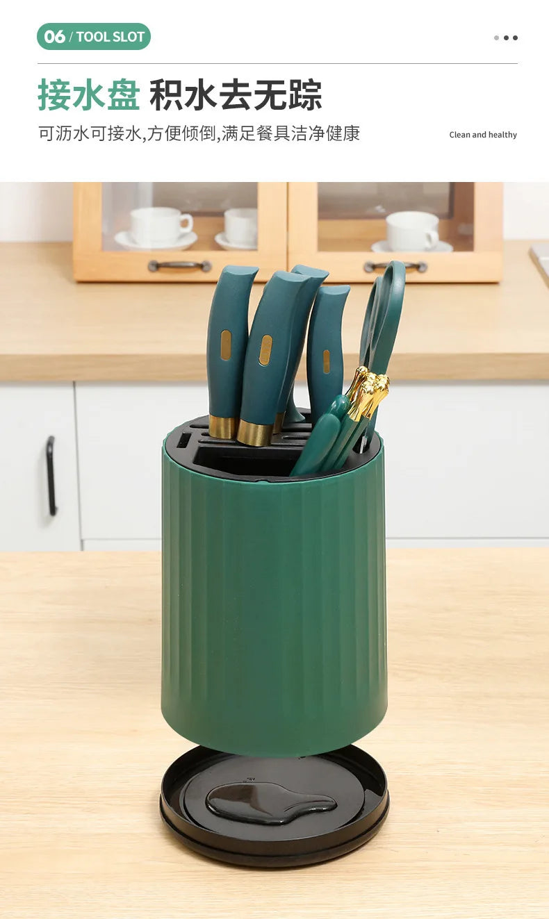 Knife Set Kitchen Knife Cutting Board 2-in-1 Kitchenware Household Kitchenware Rotary Knife Holder